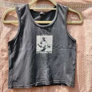 JOHN GALT Little Sister Live At Mercer St Rock Band Grey Crop T-shirt Sz S/M